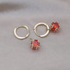 Korean Design Jewelry 14K Gold Plated Orange Zirconium Ball Pendant Earrings Elegant Women's Daily Work Accessories