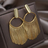 Korean Design Jewelry 18K Gold Plating  Metal Tassel Pendant Earrings Modern Women's Evening Accessories