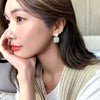 Korean Design Jewelry Full Square Small Pearl Pendant Earrings Elegant Women's Daily Work Accessories