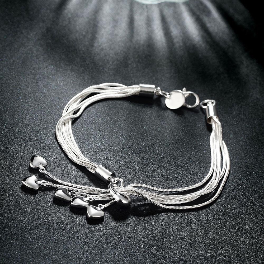 Korean 925 Sterling Silver romantic tassels heart Bracelets necklace for Women Gift Party wedding Jewelry set