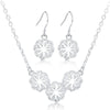 Korean 925 sterling Silver Pretty Flowers necklace earrings Jewelry sets for women charms wedding party gifts jewelry