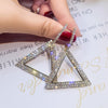 Korean selling jewelry  shiny crystal triangle pendant earrings elegant sexy women's prom party accessories