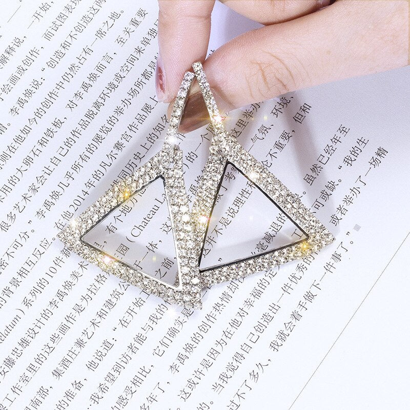 Korean selling jewelry  shiny crystal triangle pendant earrings elegant sexy women's prom party accessories