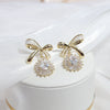Korean jewelry sweet dripping bowknot  dripping zircon pendant earrings elegant women's wedding party earrings