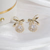 Korean jewelry sweet dripping bowknot  dripping zircon pendant earrings elegant women's wedding party earrings