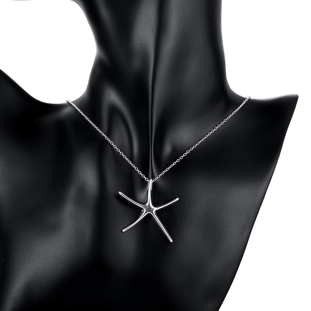 Korean trend 925 sterling Silver Pretty fine starfish Pendant Bracelet necklace earring Jewelry set for women Party Gift