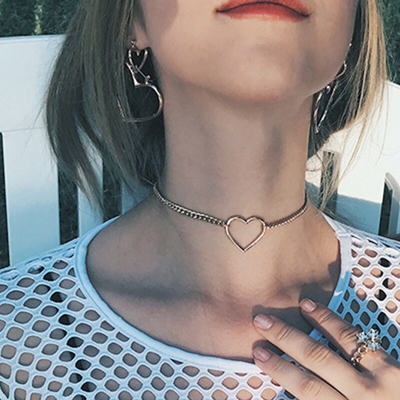 thumbnail image 2 of Heart-Shaped * Pendant Necklace - Dainty Cuban Chain, Clavicle-Length, Female Fashion Jewelry Gift With Sparkling Accents And Elegant Design 2 of 12