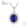 925 Sterling Silver Necklace Oval Princess Diana William Sapphire Blue Diamond Pendant Necklace for Women Fine Jewelry