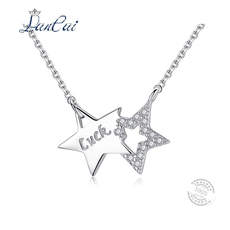Authentic 925 Sterling Silver Star Pendant Necklace for Women Fine Jewelry Clear Zircon Star 2020 Newest Arrival Jewelry