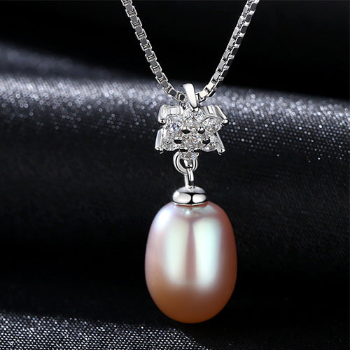 Genuine Fashion 925 Sterling Silver Necklace Geometric Natural pearl Pendant Necklace for Women Fine Jewelry