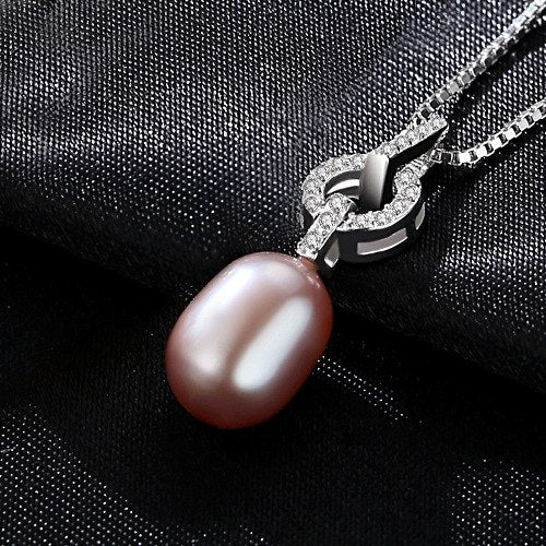 Genuine Fashion 925 Sterling Silver Necklace Geometric Natural pearl Pendant Necklace for Women Fine Jewelry