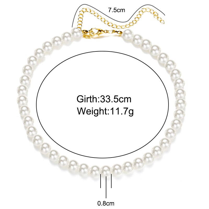LETAPI 2022 Elegant White Imitation Pearl Choker Necklace Full Big Round Pearl Wedding Jewelry for Women