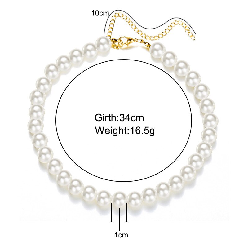 LETAPI 2022 Elegant White Imitation Pearl Choker Necklace Full Big Round Pearl Wedding Jewelry for Women