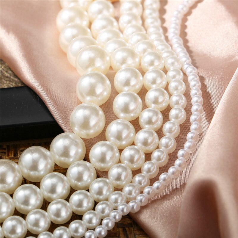 LETAPI 2022 Elegant White Imitation Pearl Choker Necklace Full Big Round Pearl Wedding Jewelry for Women