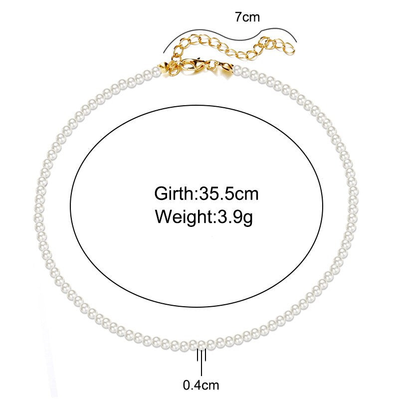 LETAPI 2022 Elegant White Imitation Pearl Choker Necklace Full Big Round Pearl Wedding Jewelry for Women