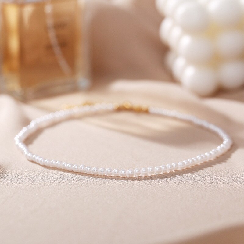 LETAPI 2022 Elegant White Imitation Pearl Choker Necklace Full Big Round Pearl Wedding Jewelry for Women
