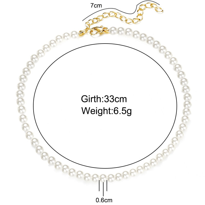 LETAPI 2022 Elegant White Imitation Pearl Choker Necklace Full Big Round Pearl Wedding Jewelry for Women