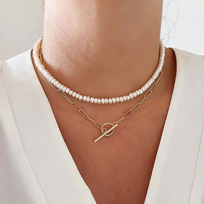 LETAPI 2022 Elegant White Imitation Pearl Choker Necklace Full Big Round Pearl Wedding Jewelry for Women