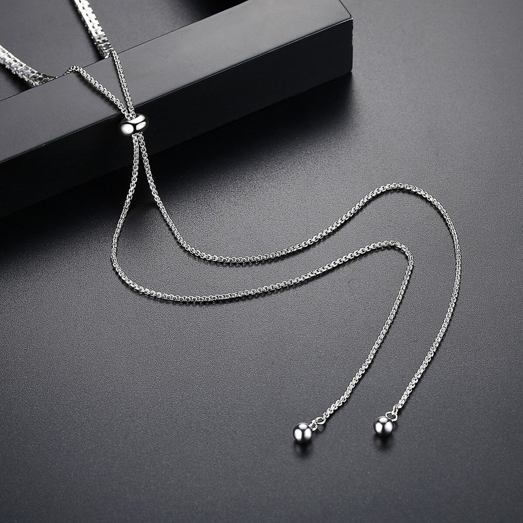 LUOTEEMI Adjustable Tennis Necklace for Women Oval Cubic Zircon Silver Color Wedding Jewelry for Bridal collares para mujer