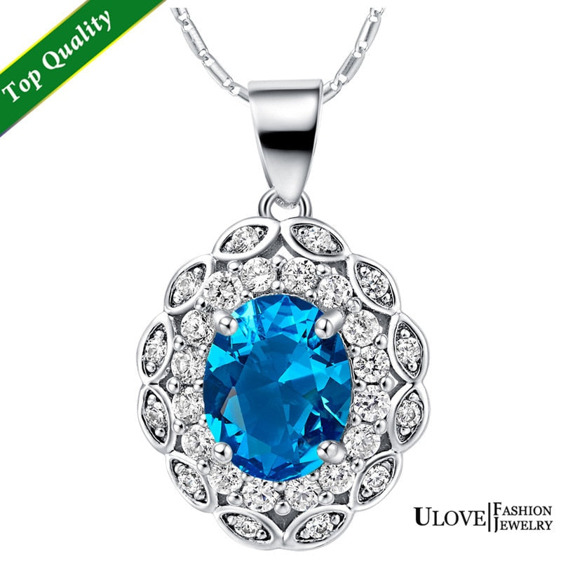 Lady Silver Jewelry Necklaces for Women 2015 Big Crystal Pendant for Wedding Girls Gift Korean Drama Flowers Bijoux T493
