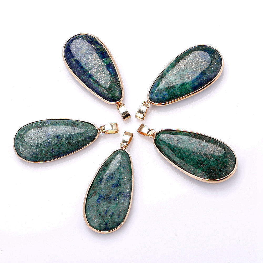 Lapis Lazuli Naturai Blue Gem Healing Crystals Pendant Jewelry Reiki Women oval Lapis Lazuli stones Chain Necklace Women Party