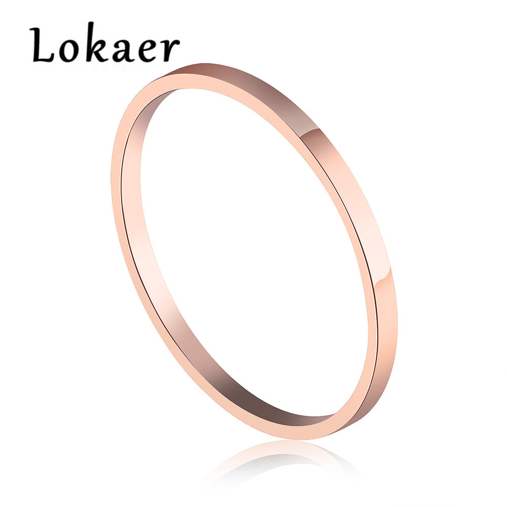 Simple Design Finger Rings For Women Minimalist Rose Gold Color Mixed Size 1.5 MM Width Ring Jewelry Gift