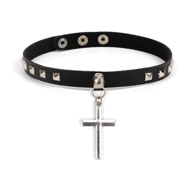 Long Spike Choker Necklaces Punk Faux Leather Collar For Women Men Cool Big Rivets Studded Chocker Necklace Goth Style Accessori