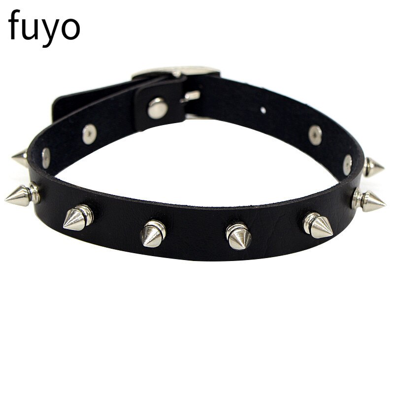 Long Spike Choker Necklaces Punk Faux Leather Collar For Women Men Cool Big Rivets Studded Chocker Necklace Goth Style Accessori