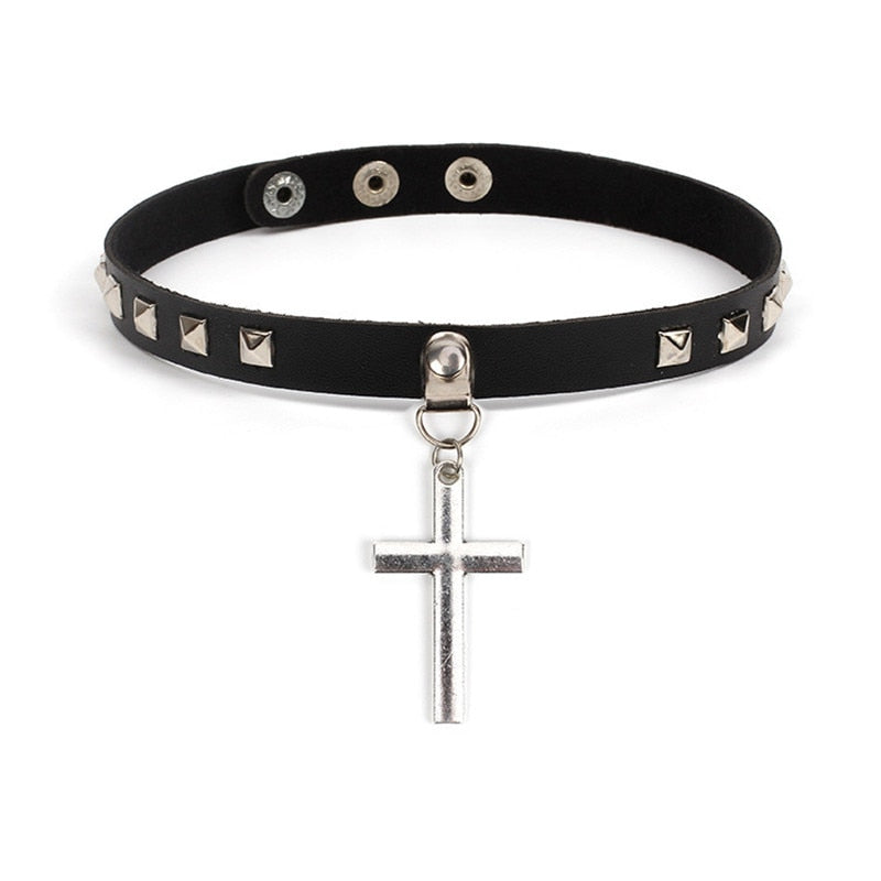 Long Spike Choker Necklaces Punk Faux Leather Collar For Women Men Cool Big Rivets Studded Chocker Necklace Goth Style Accessori