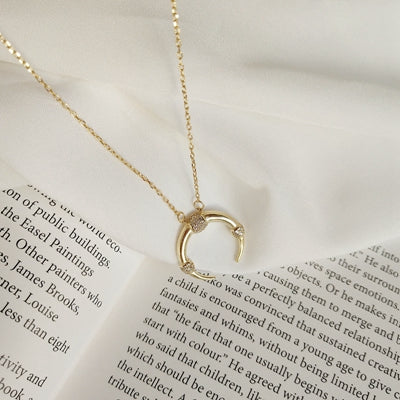 925 sterling silver gold Crescent zircon pendant necklace fashion simple wild moon necklace for women festival jewelry