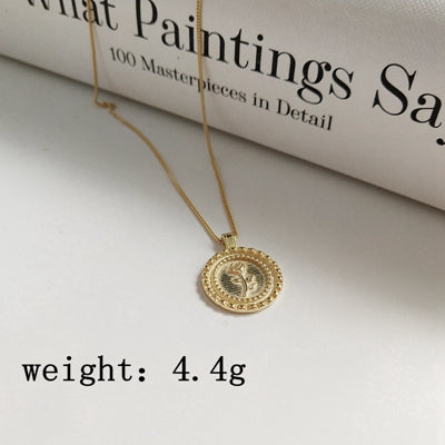 925 sterling silver gold rose flower pendant necklace round card fashion elegant neckalce for women festival jewelry