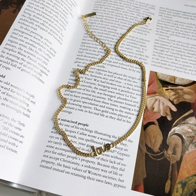 925 sterling silver letter love choker necklace gold crude Clavicular chain necklace for women men festival jewelry gift