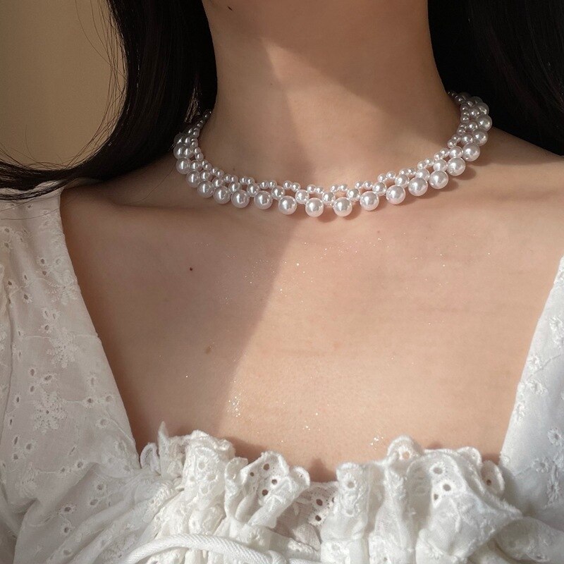Luokey French Retro Baroque Pearl Choker Necklace For Women  Romantic Wedding Grace Elegant Necklace Lady Love Jewelry