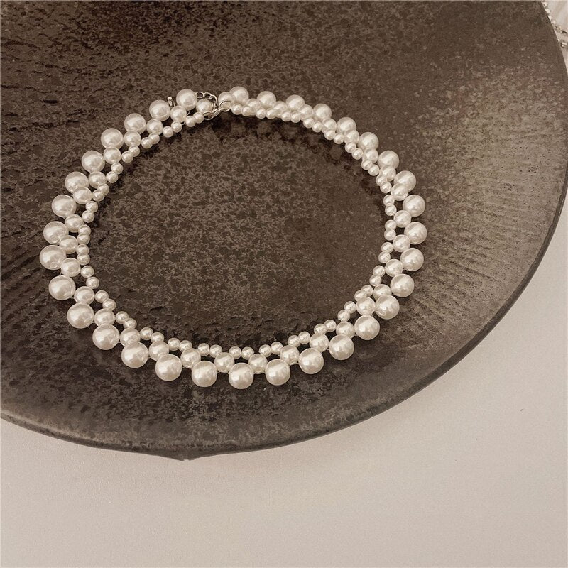 Luokey French Retro Baroque Pearl Choker Necklace For Women  Romantic Wedding Grace Elegant Necklace Lady Love Jewelry