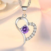 925 Stamped Silver purple crystal romantic heart pendant Necklace for Women party wedding Jewelry Holiday gifts