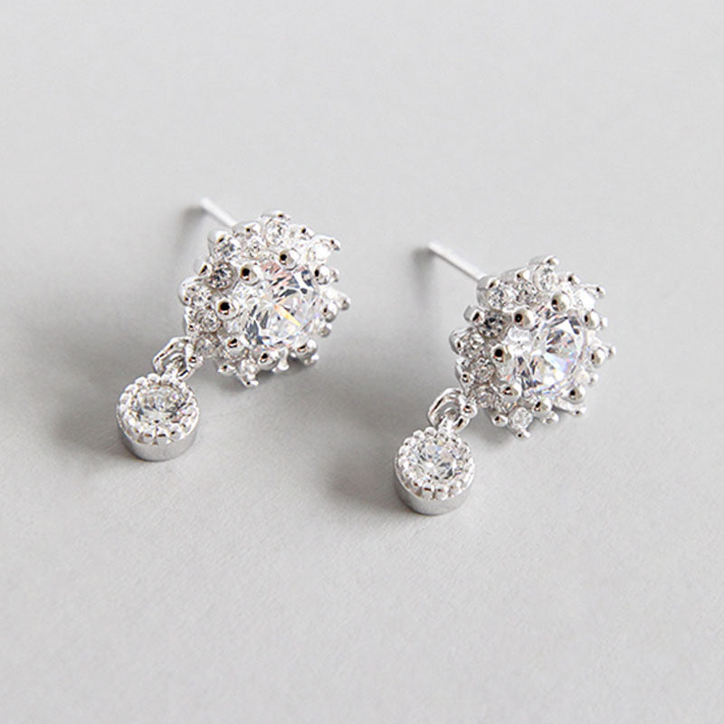 Luxury 925 Sterling Silver Jewelry Cute Long Zircon Flower Earrings for Women Earrings Fashion Jewelry Brincos