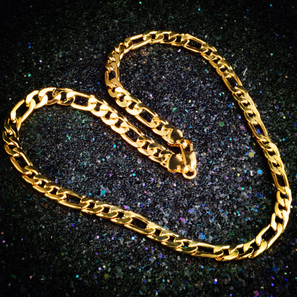Classic 8MM sideways chain 18K gold fine 925 Stamped silver Necklace for Men woman wedding party Jewelrys Gifts