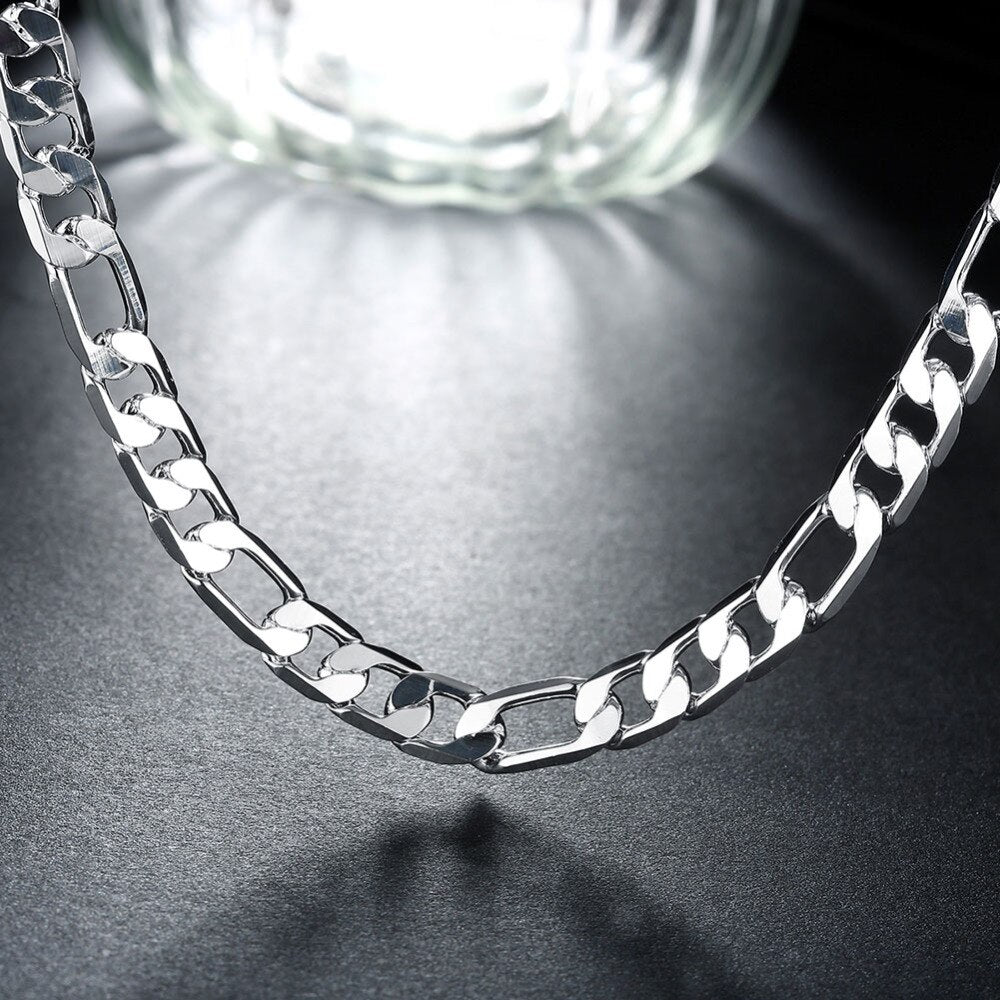Classic 8MM sideways chain 18K gold fine 925 Stamped silver Necklace for Men woman wedding party Jewelrys Gifts