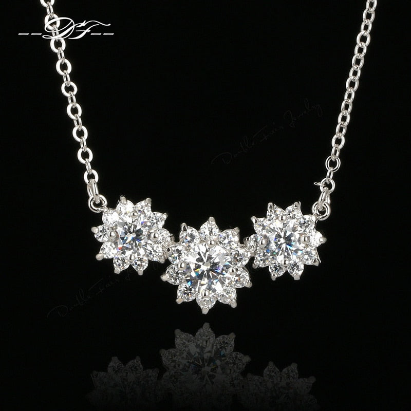 Cubic Zirconia Exaggerated CZ Stone Choker Necklaces &Pendants Silver Color Party/Wedding Jewelry For Women N398