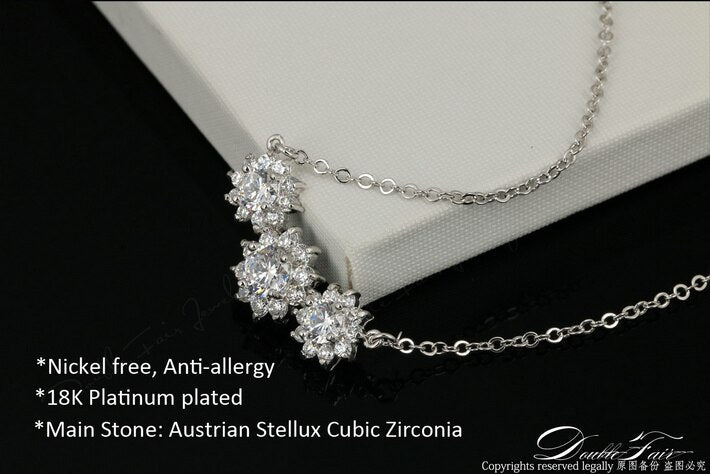 Cubic Zirconia Exaggerated CZ Stone Choker Necklaces &Pendants Silver Color Party/Wedding Jewelry For Women N398