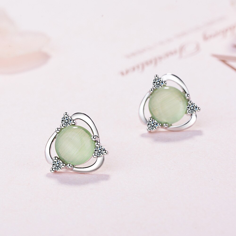 Female 925 Stamp Silver Color Crystal Charm Earrings Wedding Earrings For Women Square Flower Stud Earrings Christmas