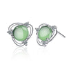 Female 925 Stamp Silver Color Crystal Charm Earrings Wedding Earrings For Women Square Flower Stud Earrings Christmas