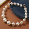 Female White Big Pearl Necklaces For Women Gold Color Metal Hollow Ball Beads Necklace Party Wedding Jewelry Gift