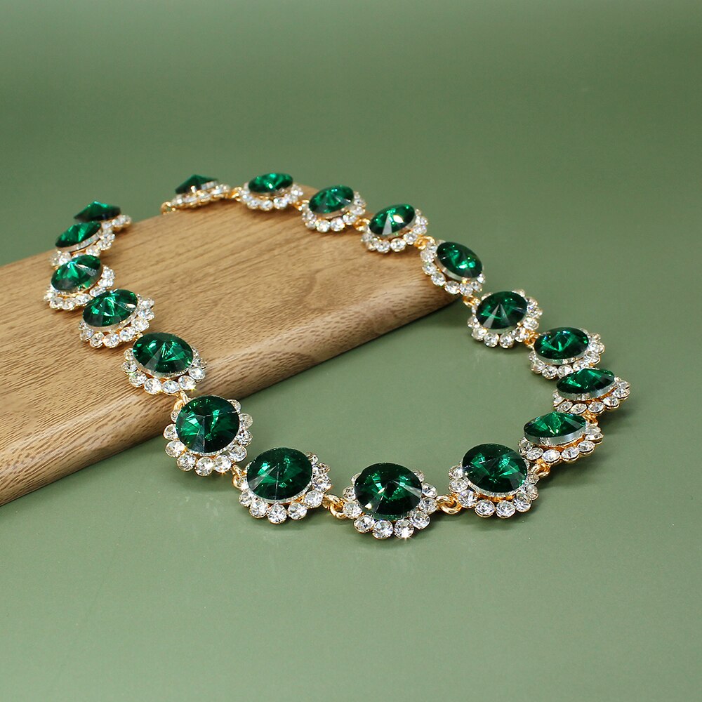 Gorgeous Floral Rhinestone Necklace Sweater Chain For Women Punk Choker Temperament Retro Wedding Jewelry Gift