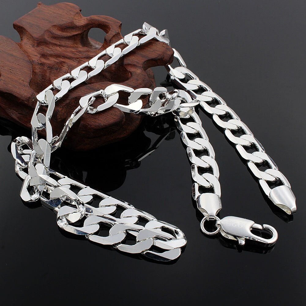 classic 10MM geometry 925 Stamped Silver Necklace for men's 20/24 inches fine Jewelry wedding Christmas gifts