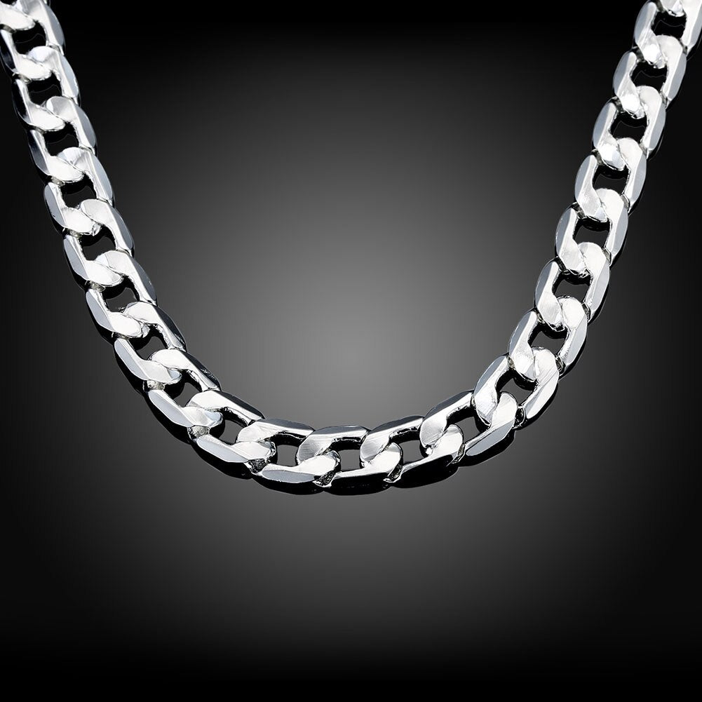 classic 10MM geometry 925 Stamped Silver Necklace for men's 20/24 inches fine Jewelry wedding Christmas gifts