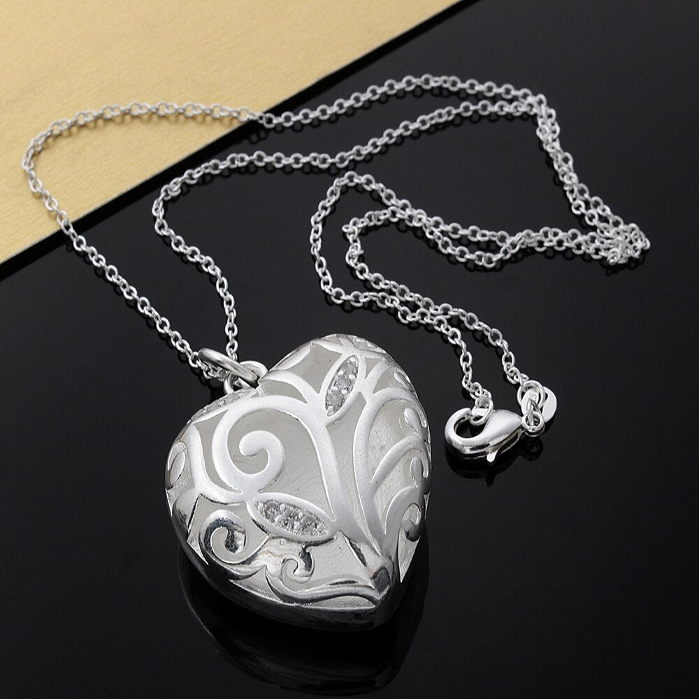 designer 925 Stamped Silver fine crystal heart pendant Necklace For Women Party wedding accessories Jewelry Couple gifts