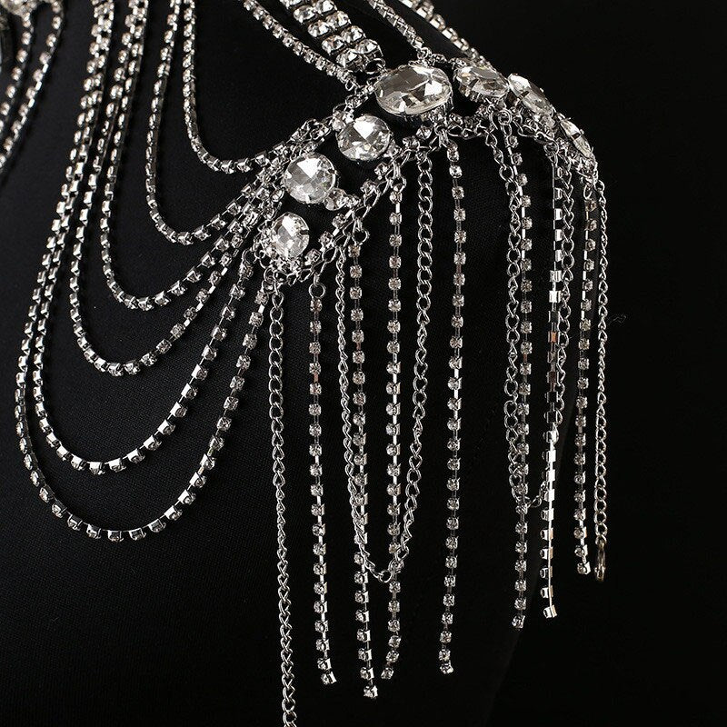 wedding dress necklace studio modeling accessories bridal zircon chain shoulder chain for women's jewelry