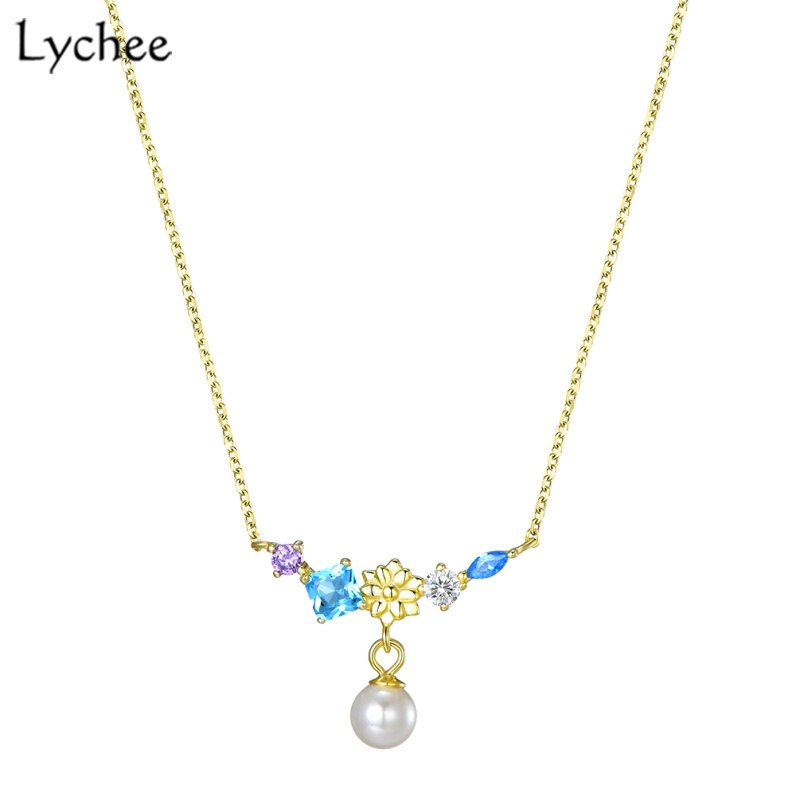 Japanese Pearl Crystal Pendant Necklace 925 Sterling Silver Necklace For Women Silver 925 Jewelry Fine Jewelry Fashion