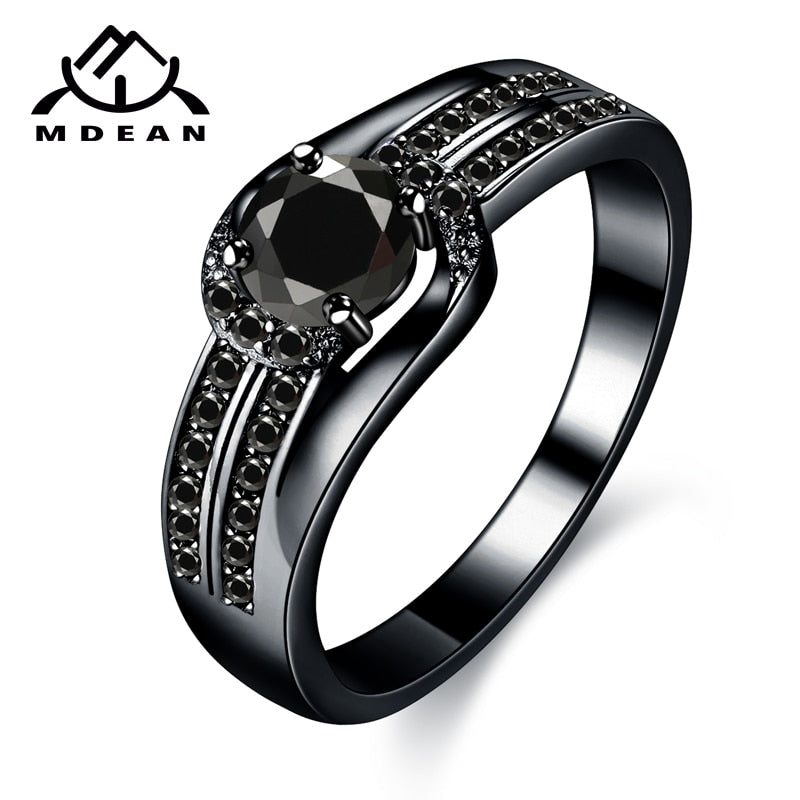 Black Gold Color Wedding Rings for Women Engagement black AAA Zircon Jewelry Femme Bijoux Bague Size 6 7 8 9 10 H437